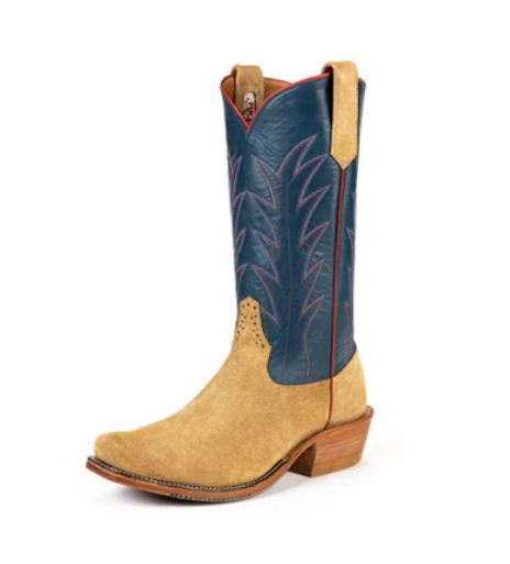 Rios of Mercedes R9028 Women's  Navy Calf & Tan Crazyhorse Cowboy Boots - Roughout Leather