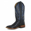 Horse Power HP1770 Men's Black Caiman Cowboy Boots - Black Goat Top, DB Wide Square, Roper Heel