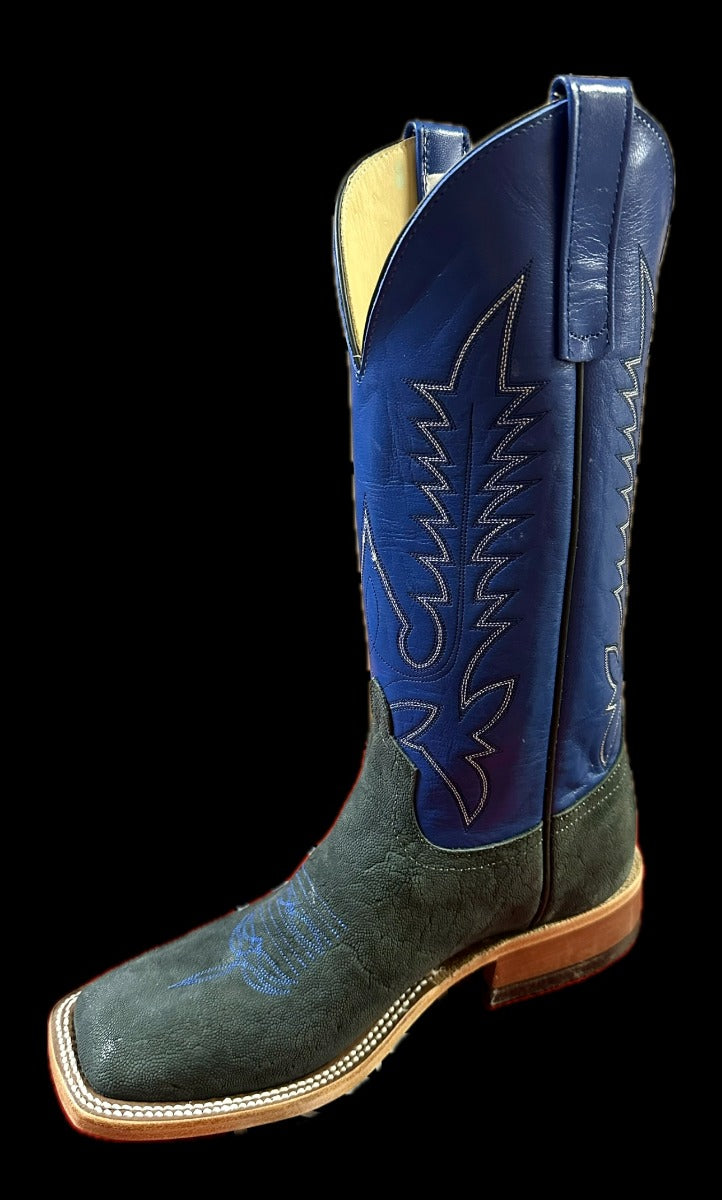 Anderson Bean 334090 Mens Dark Grey Buffed Elephant Western Boots, Kidskin Shaft, DB Toe, AB Heel