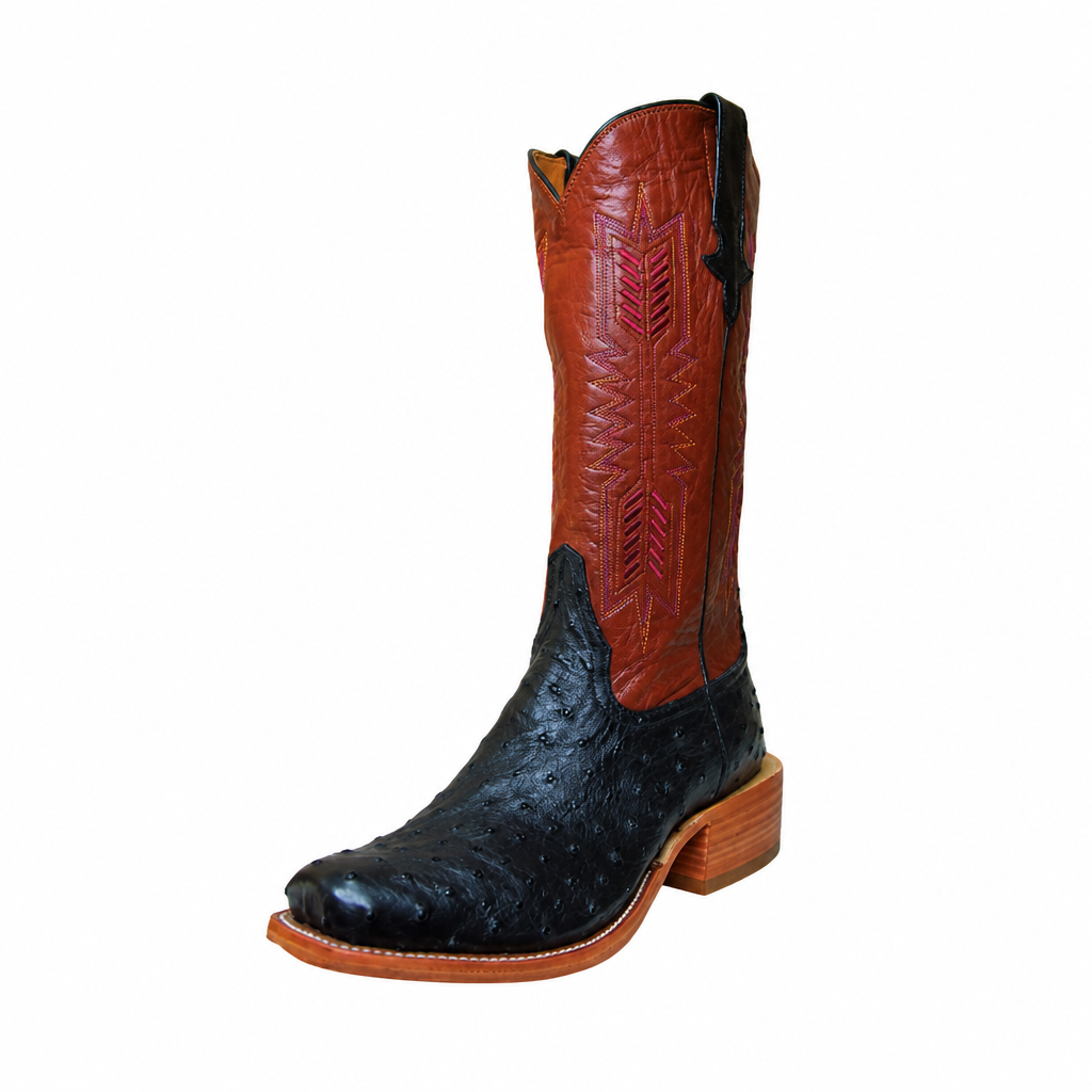 Rios of Mercedes 160913 black full quill ostrich cowboy boot