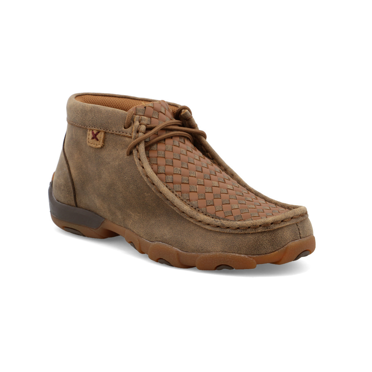 Twisted X YDM0030 Kids Basket Weave Chukka Driving Moc - Bomber & Tan, Full-Grain Leather, Moc Toe