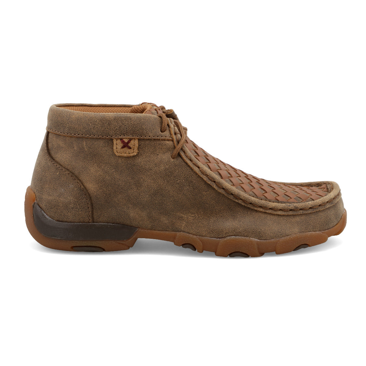 Twisted X YDM0030 Kids Basket Weave Chukka Driving Moc - Bomber & Tan, Full-Grain Leather, Moc Toe