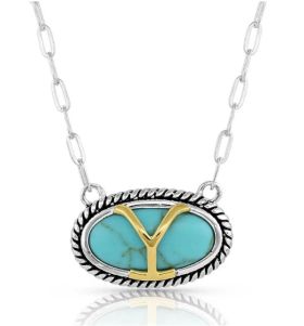 Montana Silversmith Yellowstone Brand Oval Turquoise Necklace YELNC5300