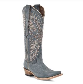 Corral Boots Ladies Distressed Blue Embroidery Boot