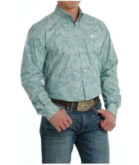 Cinch Men's Turquoise Paislet Print Long Sleeve Western Shirt