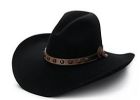Stetson 4X Broken Bow Gus Black with Brown Studded Leather Hat Band Felt Cowboy Hat