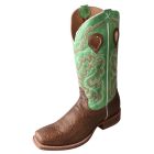 Twisted X Antique Brown Shoulder w/ Lime Green Top Boots