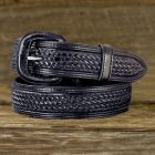 Leather Belt Black Basket 041-055