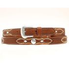 Nocona Mens Natural Brown Basket Weave with Concho Overlay 1 1/2" Belt