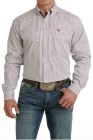 Cinch Men's Burgundy & White Striped  Long Sleeve Western Shirt